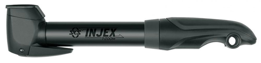 SKS Minipumpe Injex T-Zoom Black - 256mm, Multi Valve Head, Teleskop-Funktion, bis 10 bar, ergonomischer T-Griff, inkl. Halter