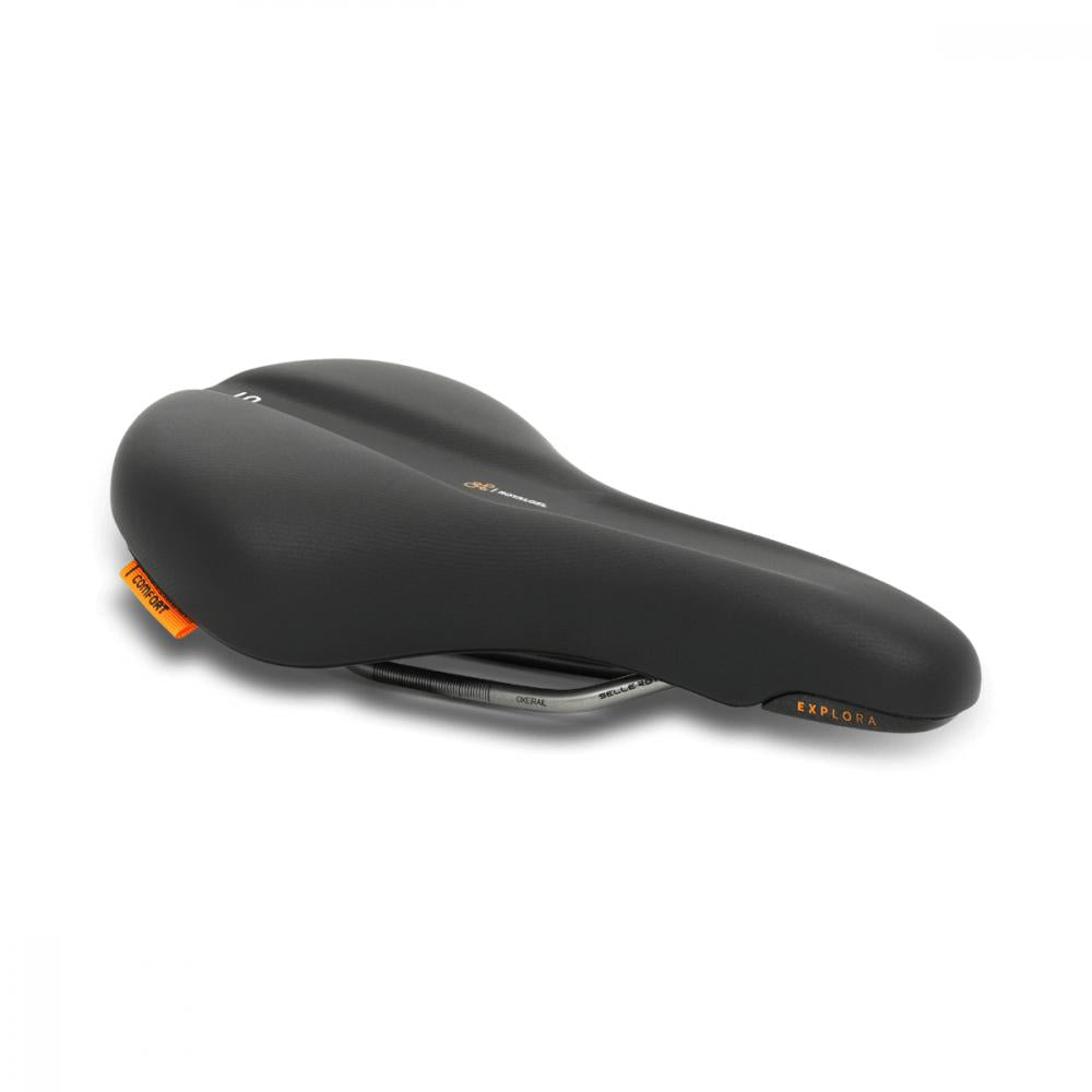 Schwarzer Selle Royal Explora Moderate Unisex Fahrradsattel mit Royalgel für 60° Sitzposition.