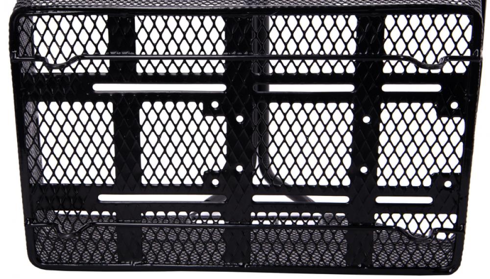 CONTEC Hinterradkorb Mocca Multi, schwarz, 45x31x22 cm, engmaschiger Stahl, mit Federklappbügel, für Gepäckträger, sicherer Transport, modernes Design