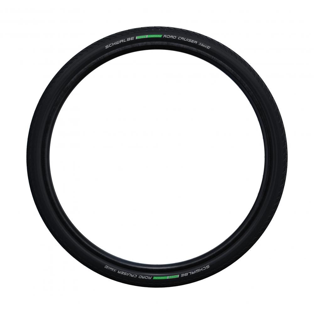 Schwalbe Road Cruiser Drahtreifen, schwarzer Fahrradreifen mit Green Compound, Größe 14x1.45