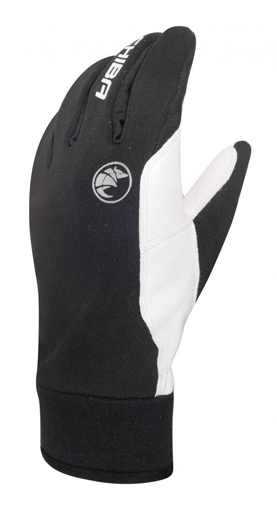 CHIBA Bernina - winddichte Radhandschuhe, Softshell, Nappa-Leder, Größe 7, sz/weiß