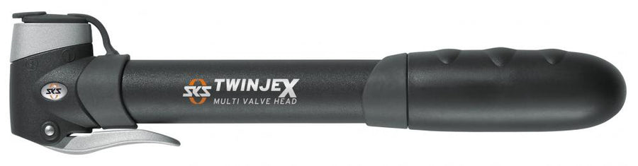 SKS Twinjex Minipumpe, kompakte Doppelhubpumpe für Presta-, Dunlop-, Schrader-Ventile mit ergonomischem Griff.
