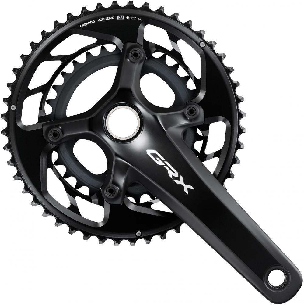 Shimano GRX FC-RX820-2 Kurbelgarnitur in Schwarz, 170mm, 48-31T Doppel-Kettenblatt für Gravel & Straße.