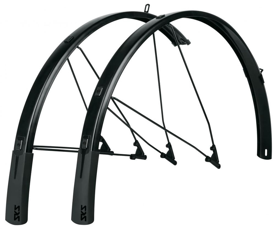 SKS Bluemels Style 28 Schutzblechset - 46 mm breit schwarz matt für 28-40 mm Reifen mit flexiblem Spoiler und ESC-Sicherheitssystem