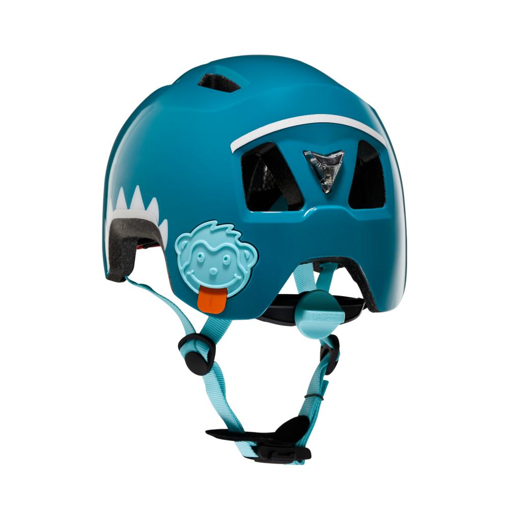 AFFENZAHN Helm Hai Petrol Größe S 45-51cm Kopfumfang mit Sicherheits-Rücklicht