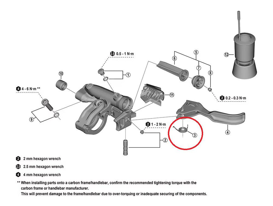 SHIMANO Hebel-Klemmfeder für BL-M9220 rechts, Distanzstück - präzise Hebelklemmung