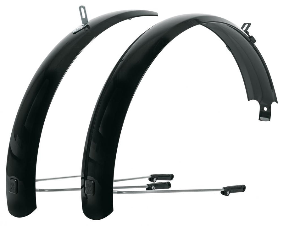 SKS BLUEMELS Basic 20 Schutzblech-Set in Schwarz für Fahrräder, mit Befestigungsstreben.