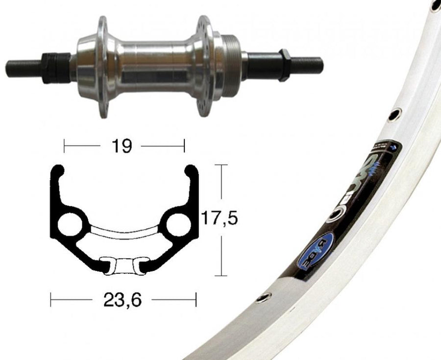 Bike-Parts Laufrad Hinterrad 28x1.75 Schraubkranz 6-7 fach silber 36-Loch Ryde Zac 19 silber Nirosta-Speichen