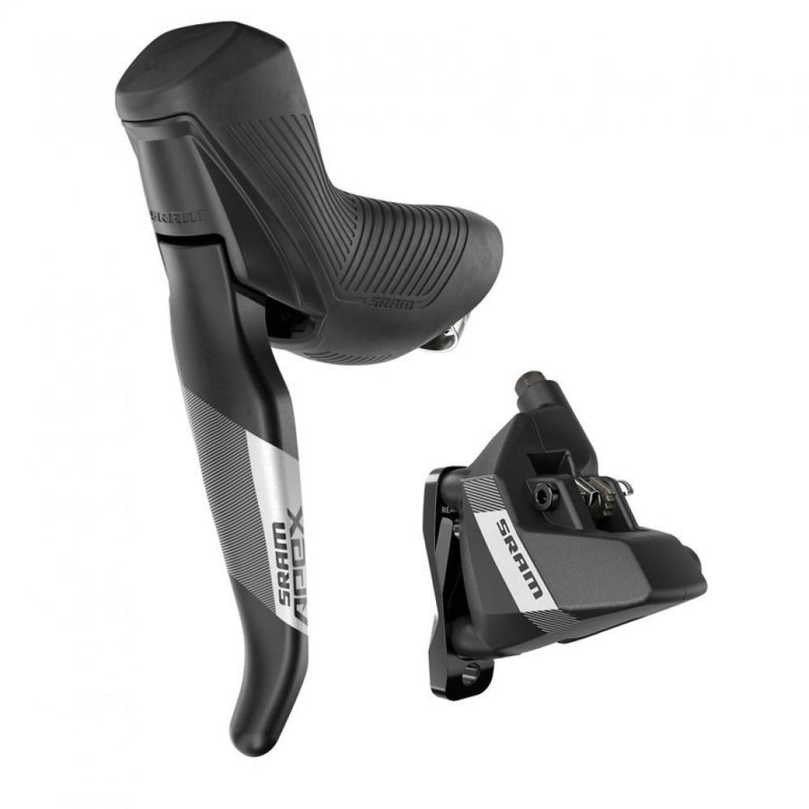 SRAM Apex Hinterrad-Scheibenbremse Flat Mount links mit Hebel und Bremssattel für kraftvolle Kontrolle.