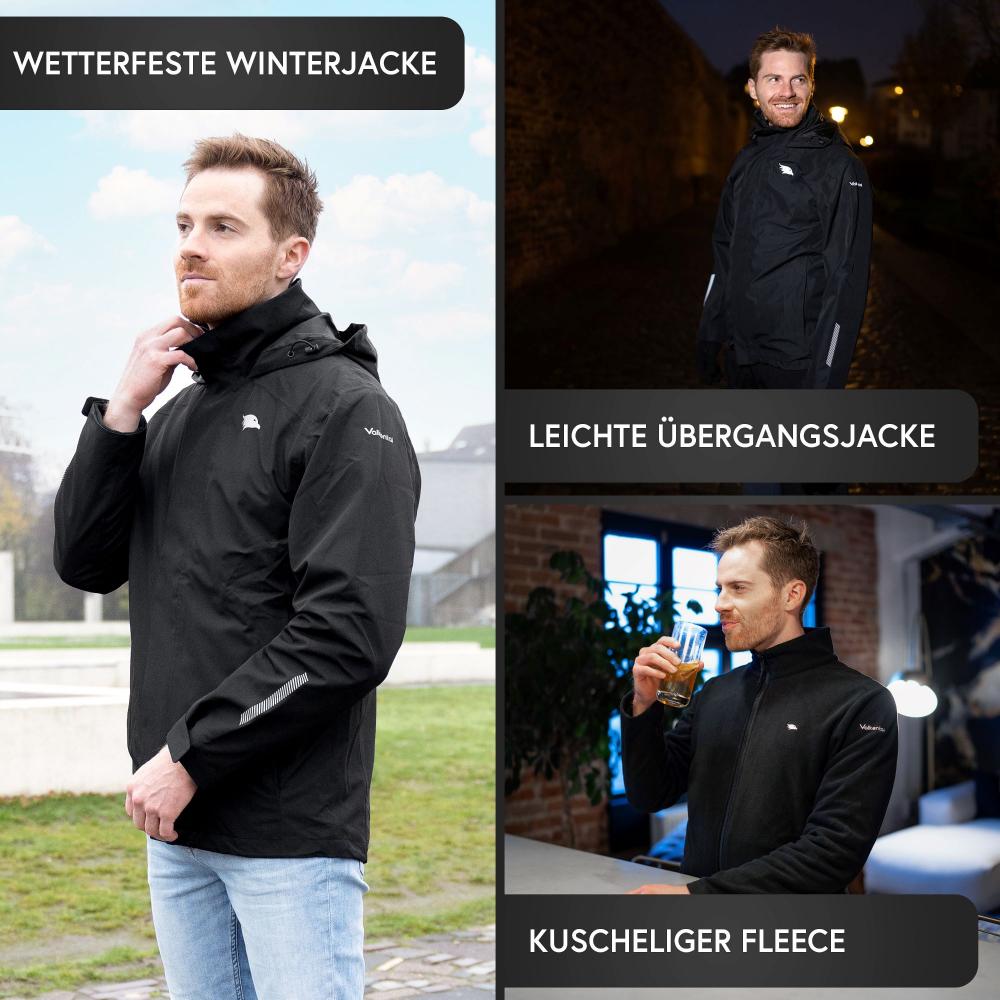 Valkental Jacke 3in1 Smart Jacket wasserdichte Jacke mit Fleece Zipp-In Herren S schwarz