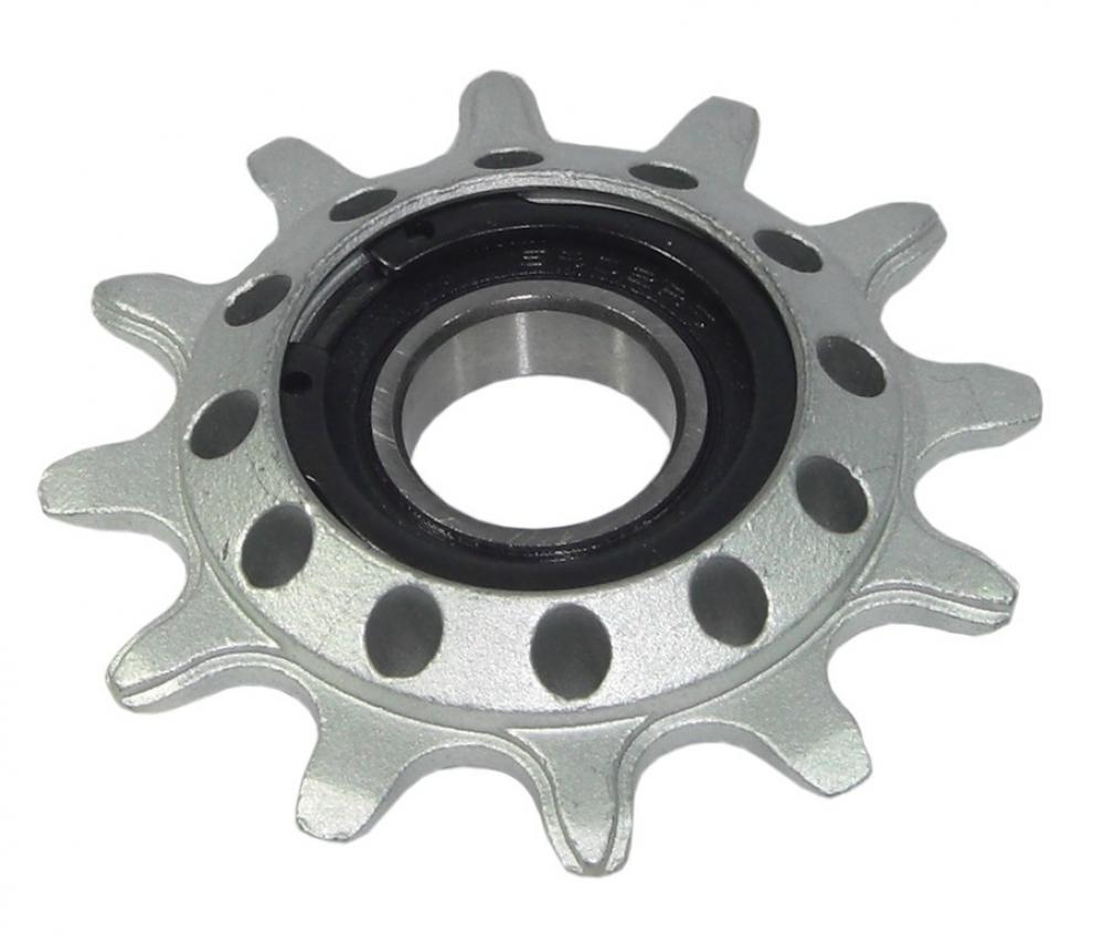 Bosch Haibike Fully Pulleywheel E-Bike Kettenumlenkrolle 12Z mit Lager ab 2014, silberne Umlenkrolle aus Metall.