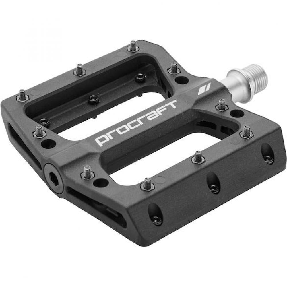 Procraft Pedale Flat Grip Essential Kunststoff 113 x 105 mm Schwarz - maximaler Grip & Kontrolle