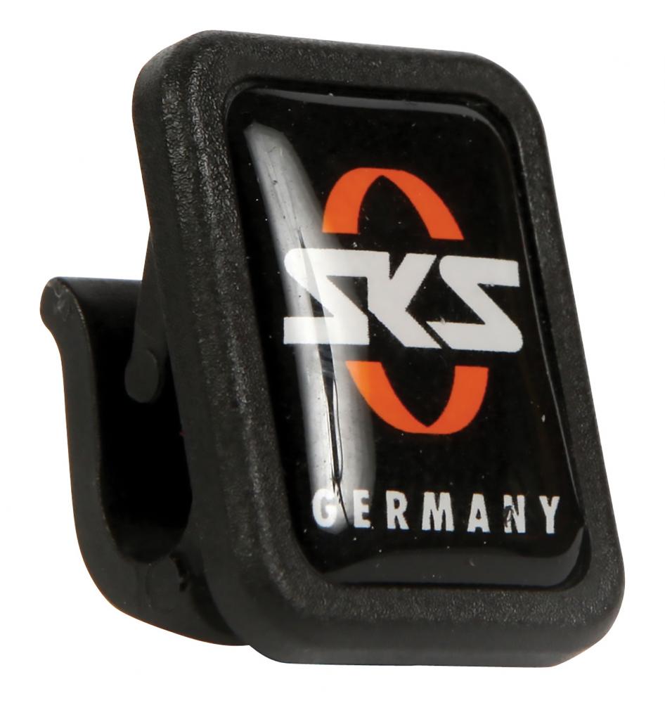 SKS Unterlaufstrebenclip 5er-Set für 4,5 mm Streben, ideal für Velo 42 Schutzbleche, schwarz mit SKS-Logo. Robuste Befestigung für sicheren Halt