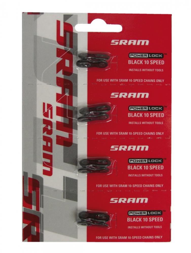 SRAM PowerLock Kettenverschluss 10-fach, schwarz, 4er Pack - werkzeuglose Montage
