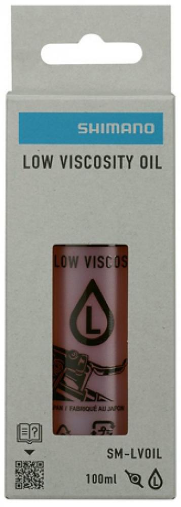 SHIMANO Low Viscosity Oil LV-Oil 100 ml Bremsöl für Scheibenbremsen in grauer Kartonverpackung.