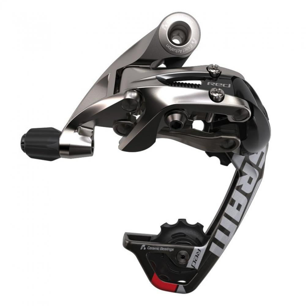 SRAM RED WiFLi AeroGlide 10-fach Rennrad Schaltwerk mit mittellangem Käfig für maximale Schaltperformance.