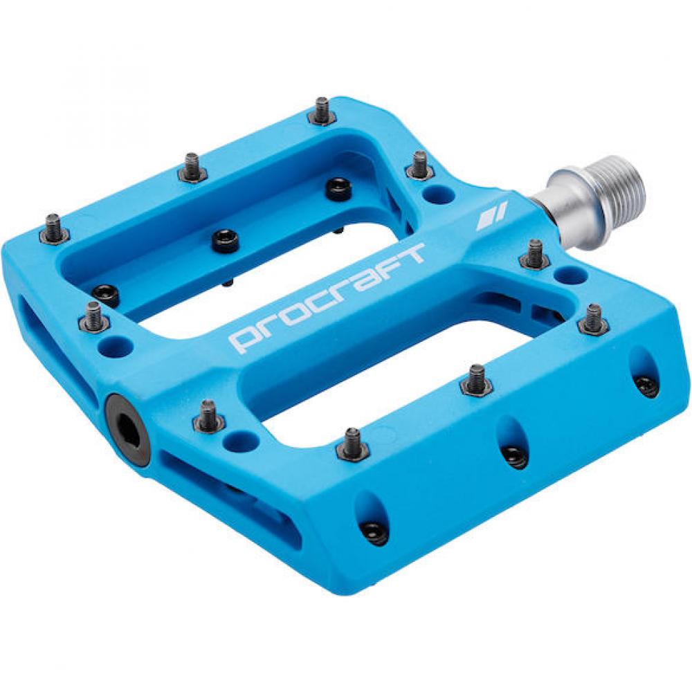 Procraft Pedale Flat Grip Essential Kunststoff 113 x 105 mm Blau - sicherer Halt auf jedem Trail