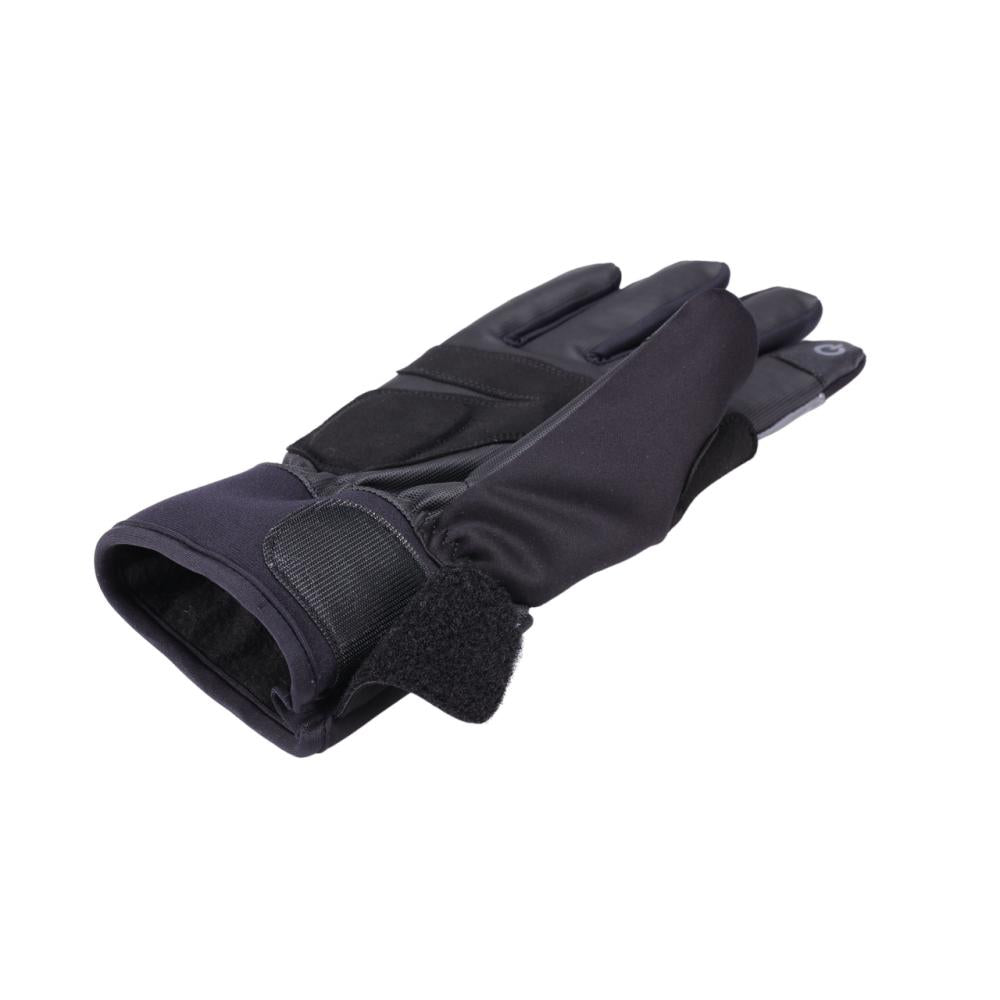 Schwarzer BBB ColdShield Winterhandschuh mit Klett, reflektierend, warmer Wetterschutz für Radfahrer im Winter.