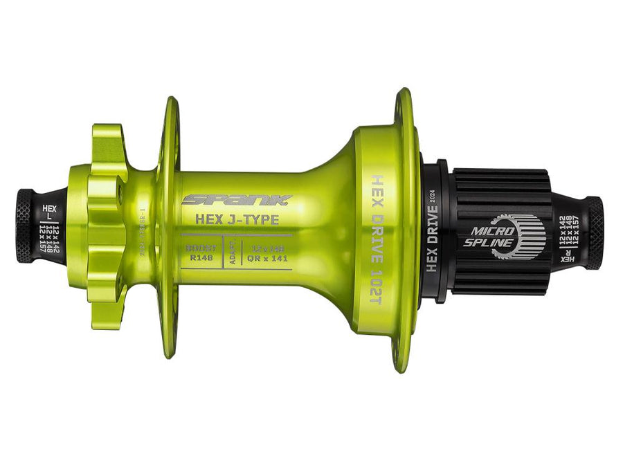 Spank HEX J-Type Boost R148 Microspline 102T 32H rear hub green 32