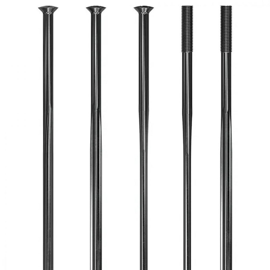 DT Swiss Complite Fahrradspeichen 282mm, schwarz, verschiedene Profile und Gewindeenden, ohne Nippel.
