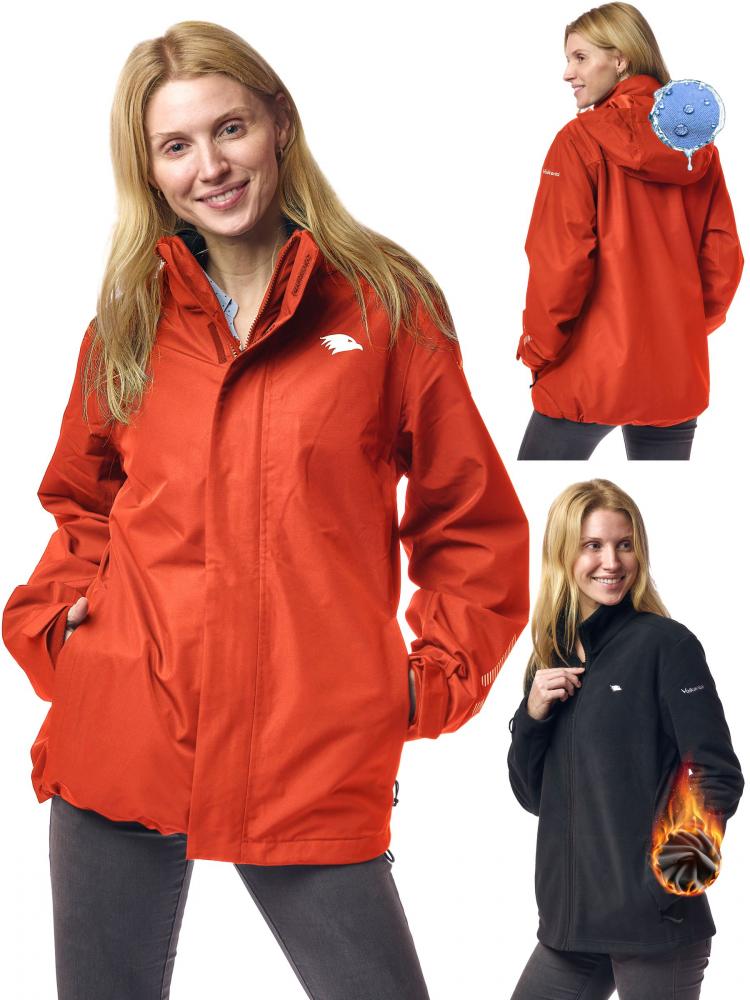Valkental Damenjacke 3in1 Smart Jacket wasserdichte Jacke mit Fleece Zipp-In 4XL rot