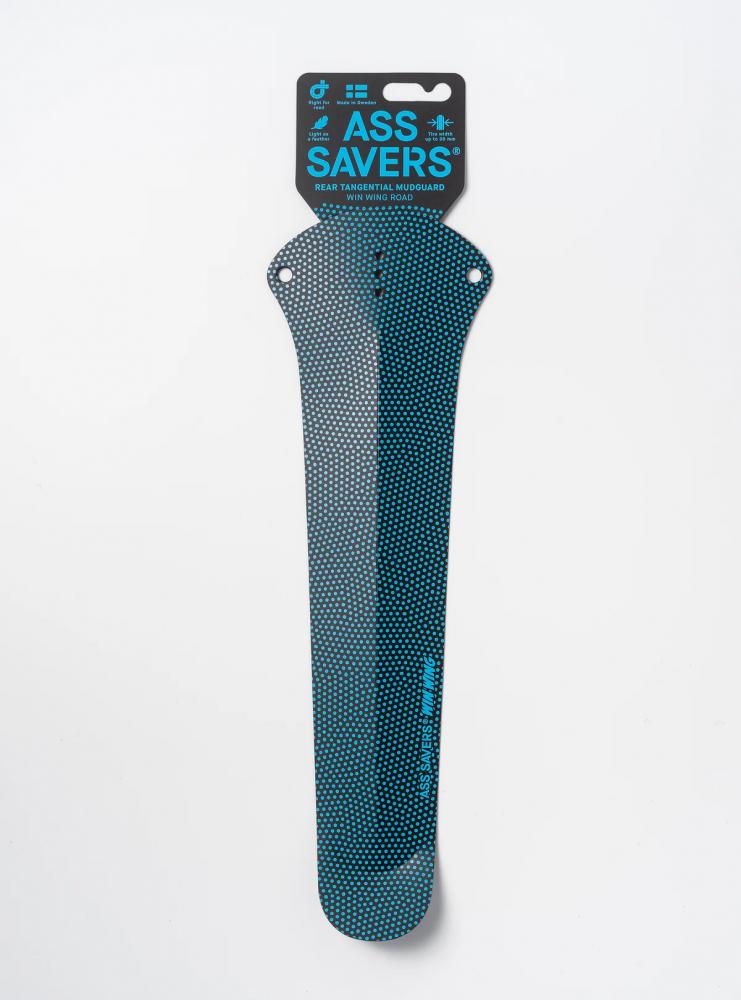 Ass Savers WRS-2 Win Wing 2 Road Spritzschutz HR, blue dots, ultraleichtes 64g Schutzblech für Rennräder bis 35mm Reifen, werkzeugfreie Montage