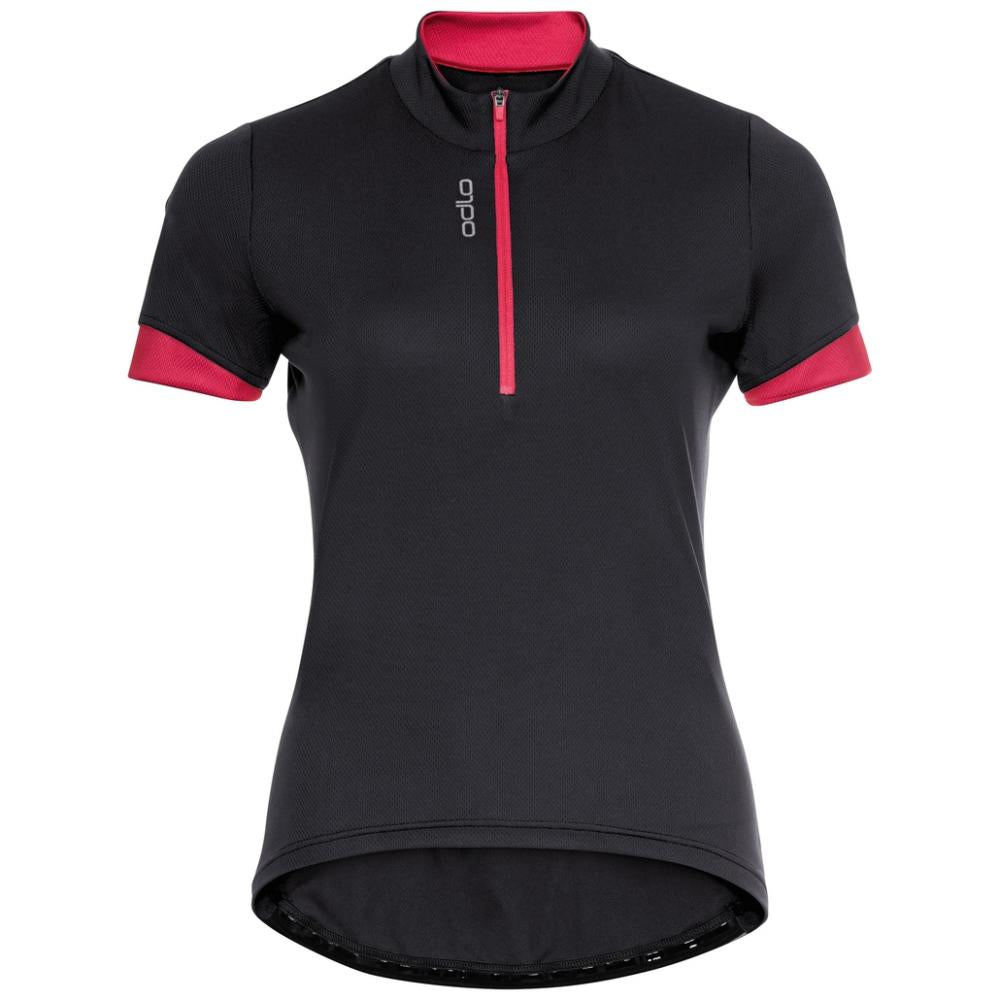 Odlo Women´s T-shirt 1/2 zip ESSENTIAL black paradise pink Größe S