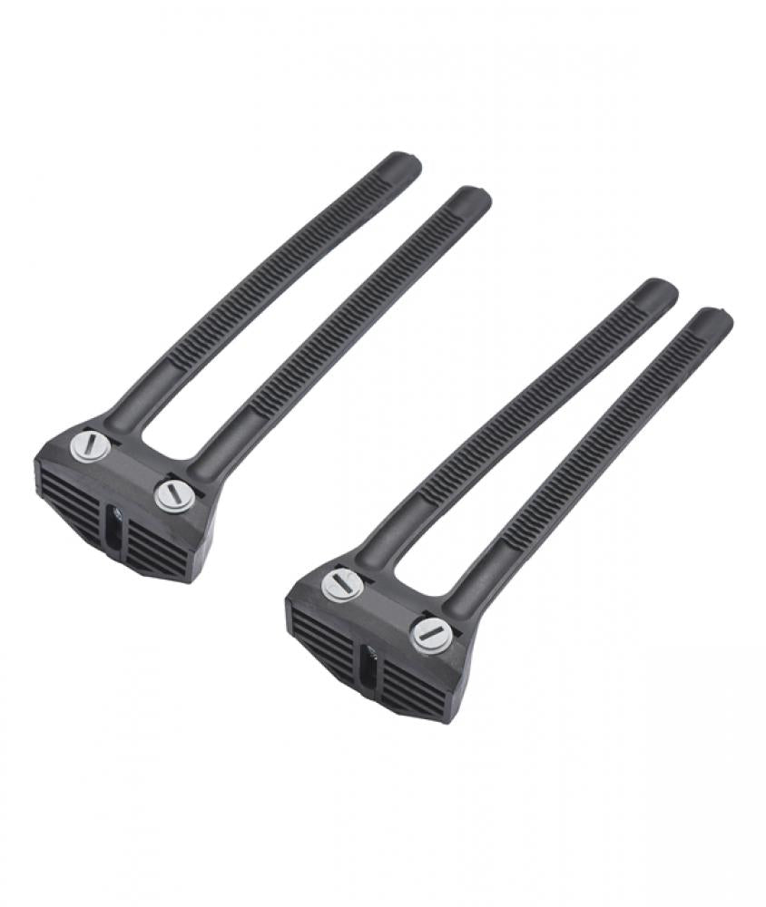 Zwei schwarze flexible Fahrrad-Rahmenhalterungen für Kryptonite Ring Lock Rahmenschloss