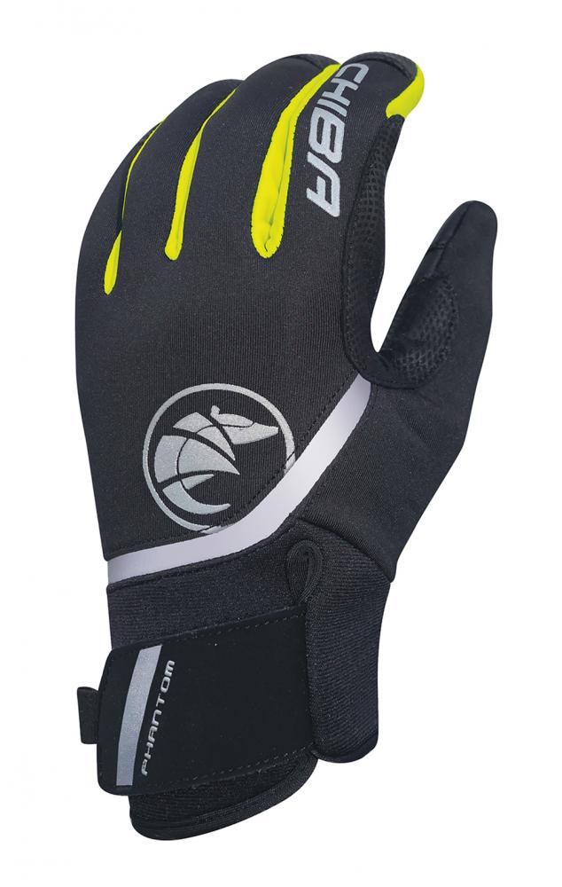 CHIBA Phantom - Radhandschuhe XS schwarz/neongelb, winddicht & touchfähig