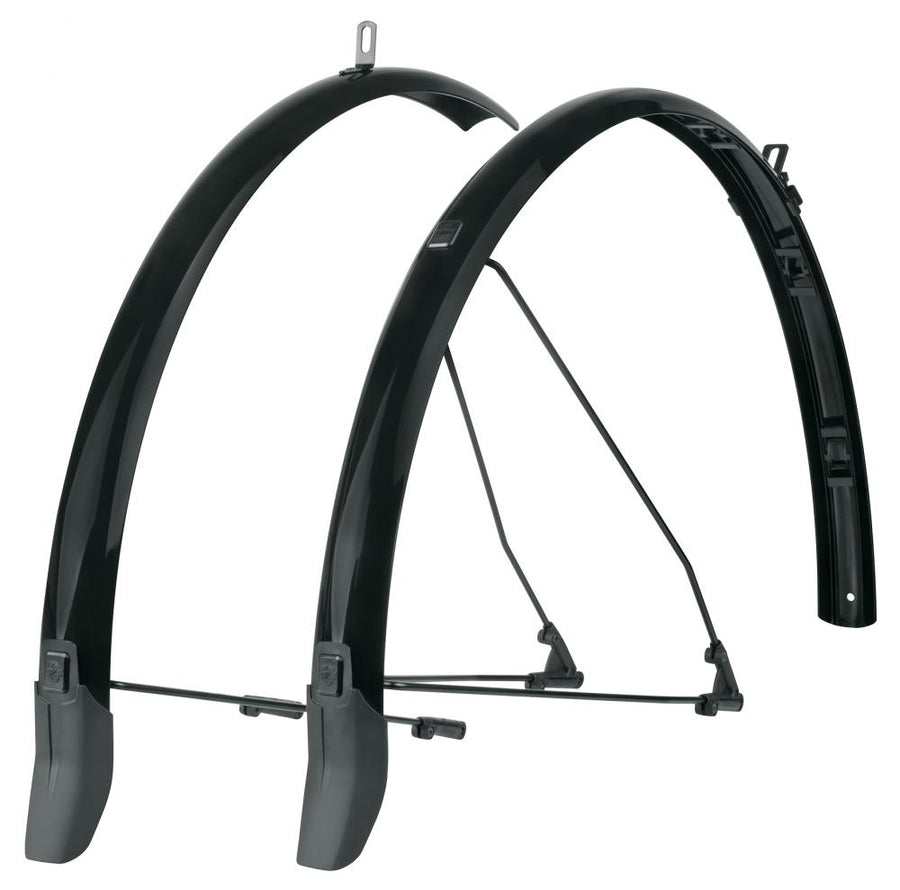 SKS Bluemels Cable Line 28" Schutzblech-Set, 45mm, schwarz glänzend mit integrierter Kabelführung und Spoilern.