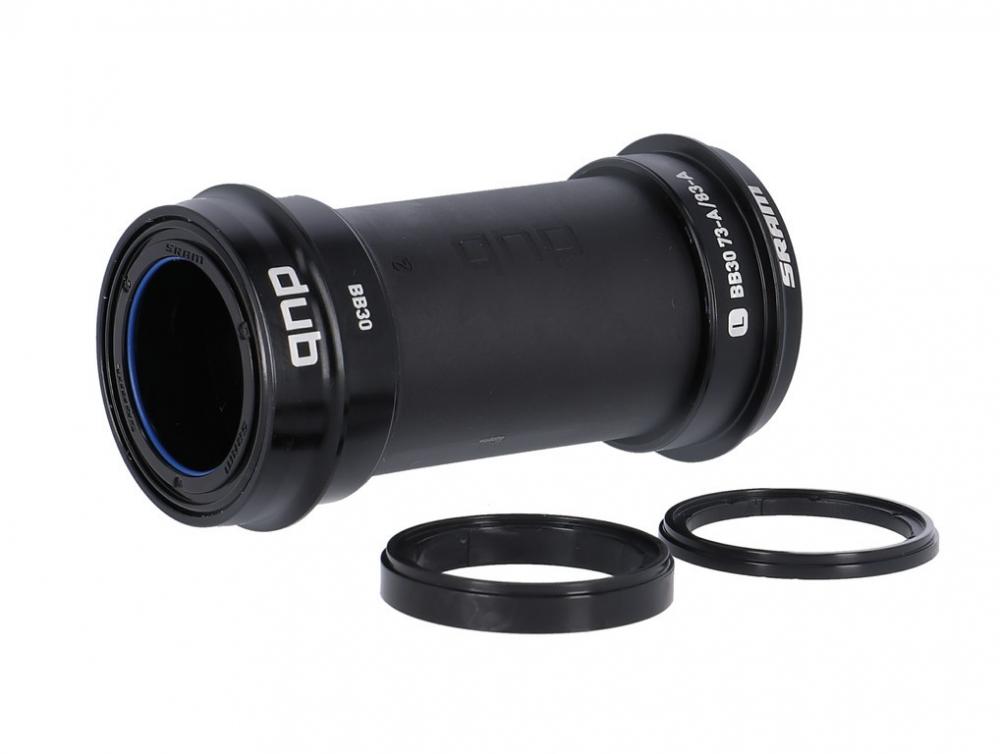 SRAM DUB BB30 Road Wide 73mm Fahrrad Innenlager in Schwarz mit passenden Spacern.