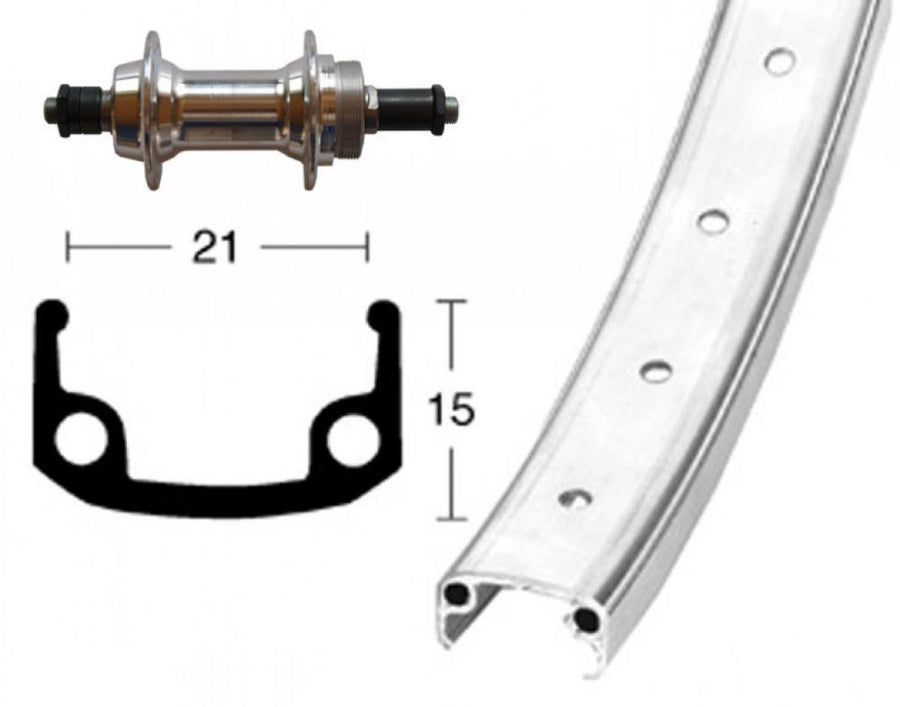 Bike-Parts Laufrad|Hinterrad 26x1.9 Alunabe Schraubkranz silber Schnellspanner 36-Loch Alu-Kastenfelge silber Zink-Speichen