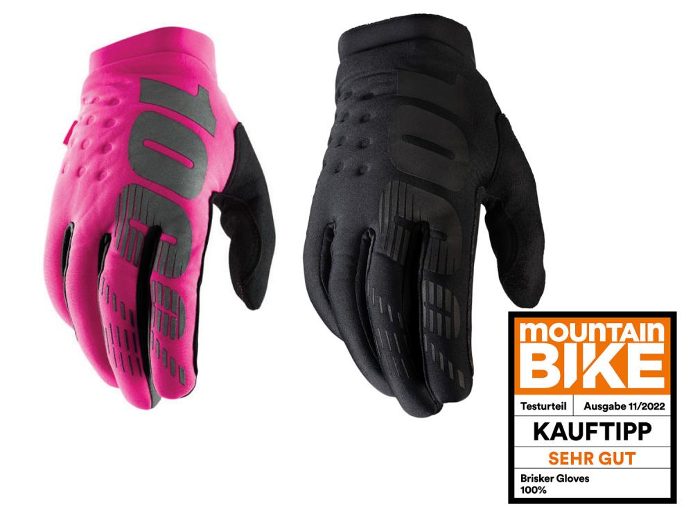 100% Brisker Women's Cold Weather Gloves XL Neon Pink/Black - warmer MTB-Handschuh mit direktem Griffgefühl