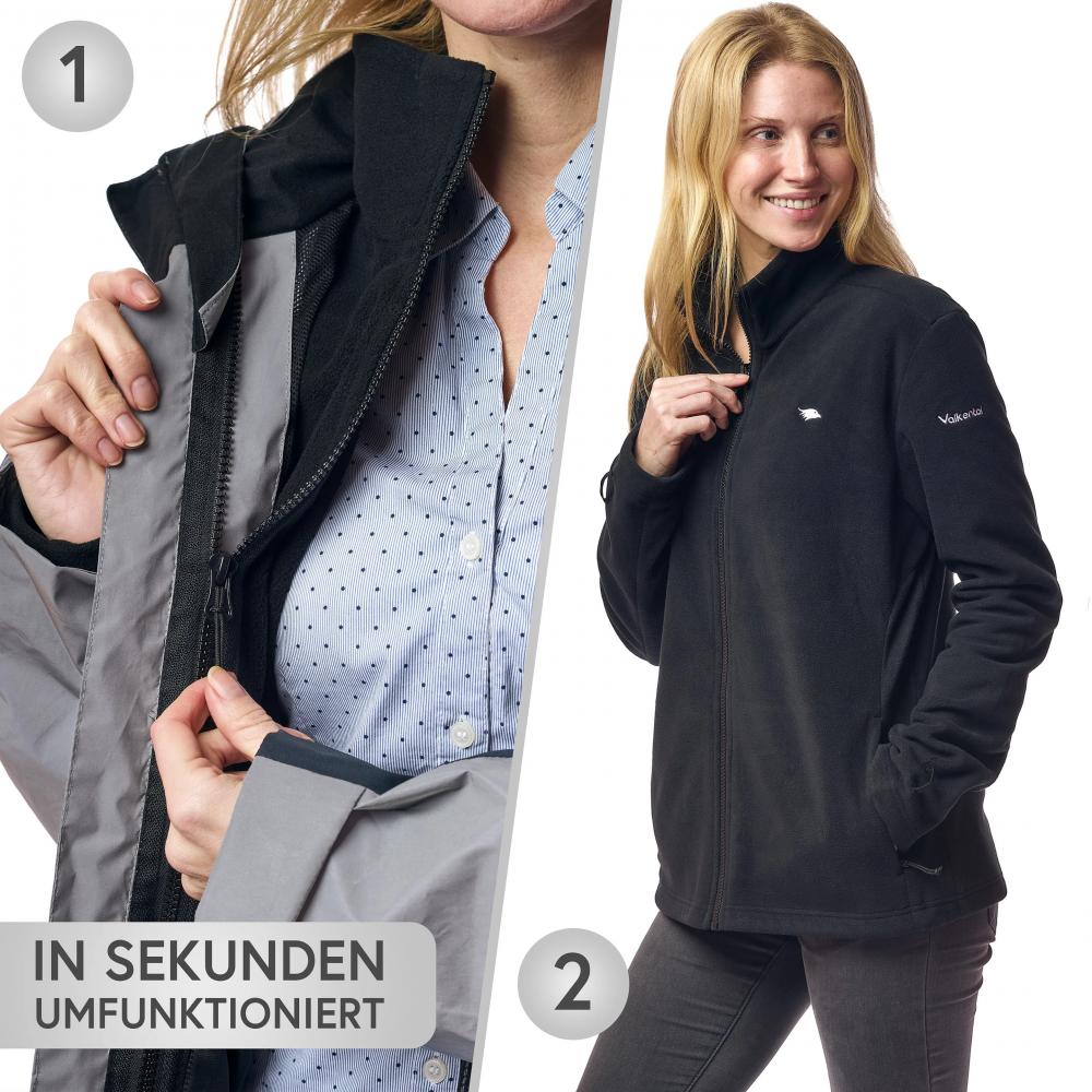 Valkental Damenjacke 3in1 Smart Jacket wasserdichte Jacke mit Fleece Zipp-In 3XL grau