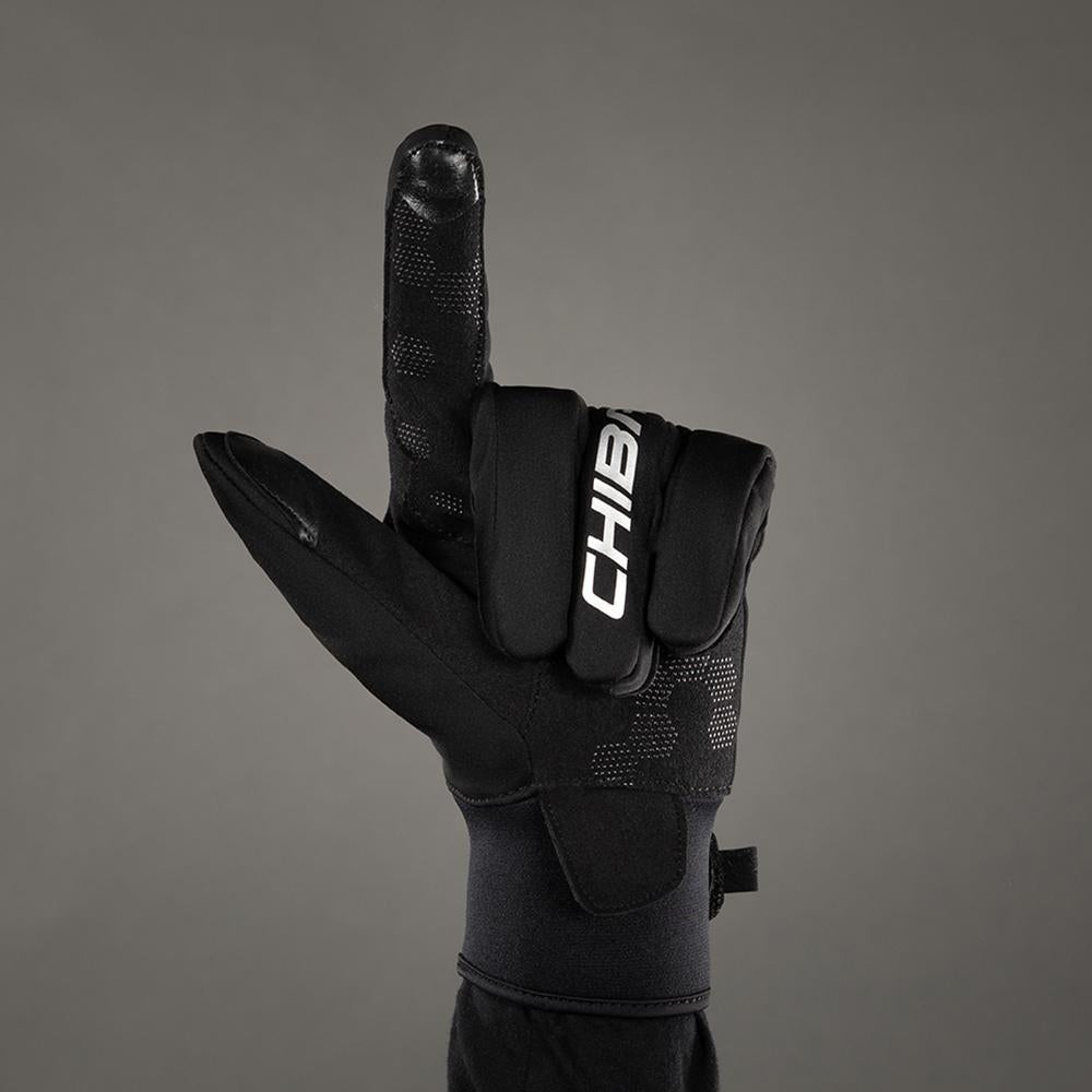 Chiba Classic Winter Vollfingerhandschuh Schwarz Gr. M - unisex, winddicht, Thinsulate-Futter, Klettverschluss & Touchfunktion