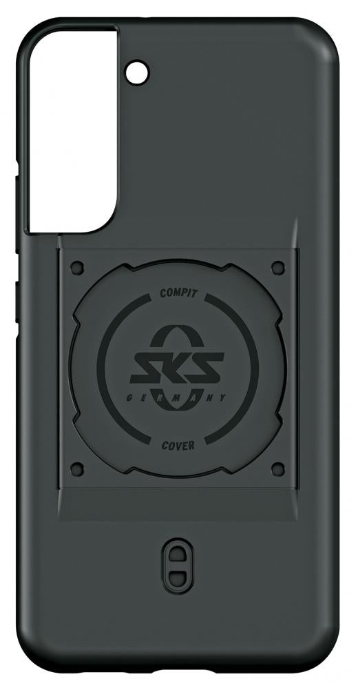 SKS GERMANY COMPIT Cover für Samsung Galaxy S22+, stoßdämpfende Handyhülle mit Befestigungsvorrichtung für COMPIT-System, aus verschleißfestem 2-Komponenten-Kunststoff, schwarz