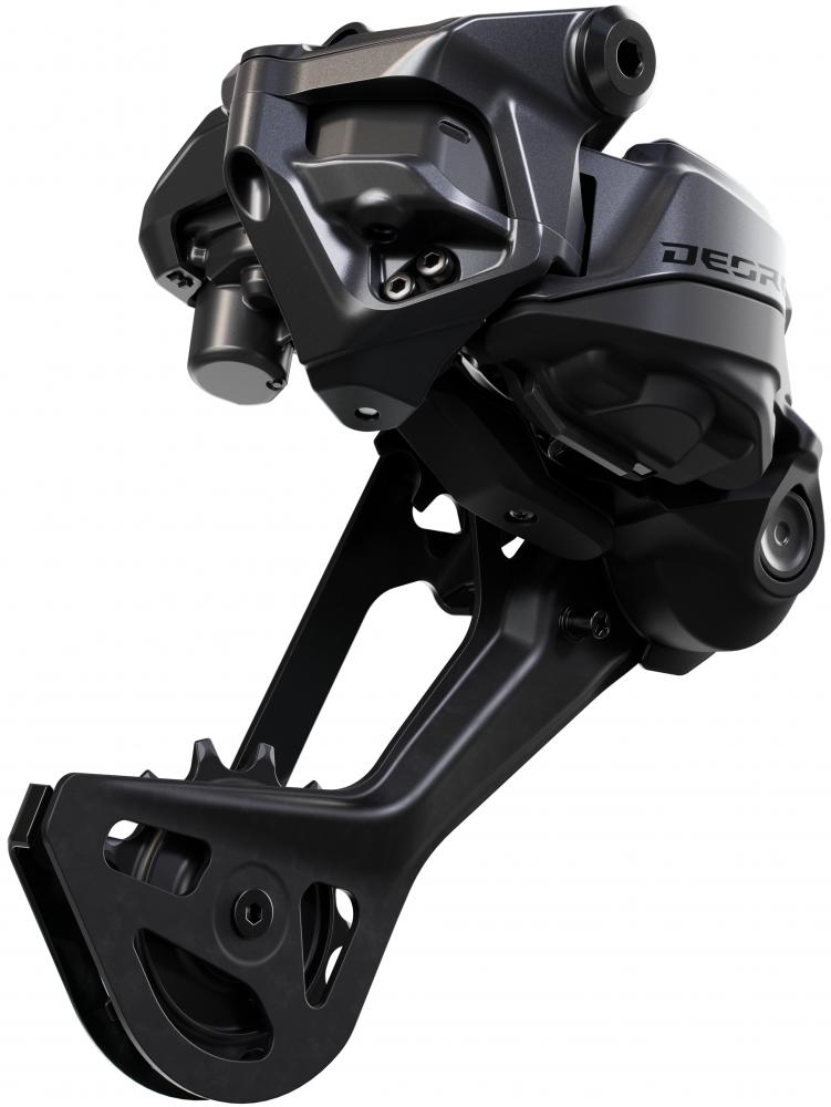 Schwarzes SHIMANO DEORE Di2 RD-M6250 12-fach MTB-Schaltwerk für präzise Gangwechsel.