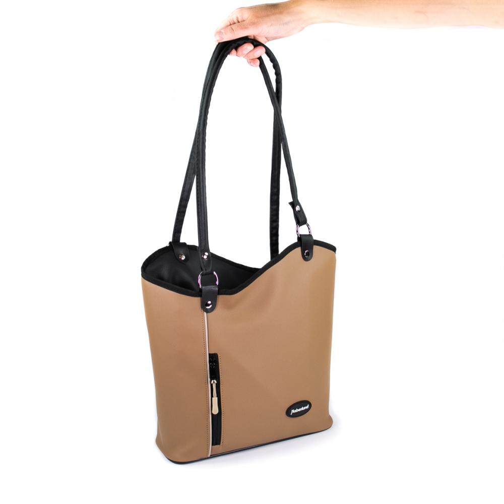 Haberland Lenkertasche Melanie hellbraun/schwarz beige - flexible Rucksack-Lenkertasche mit KLICKfix