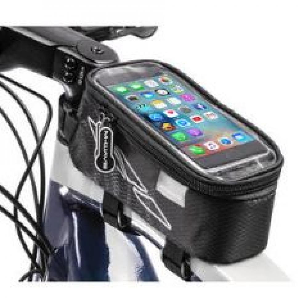 M-WAVE Oberrohrtasche Rotterdam Top L für Smartphone schwarz grau praktische Fahrrad Oberrohrtasche