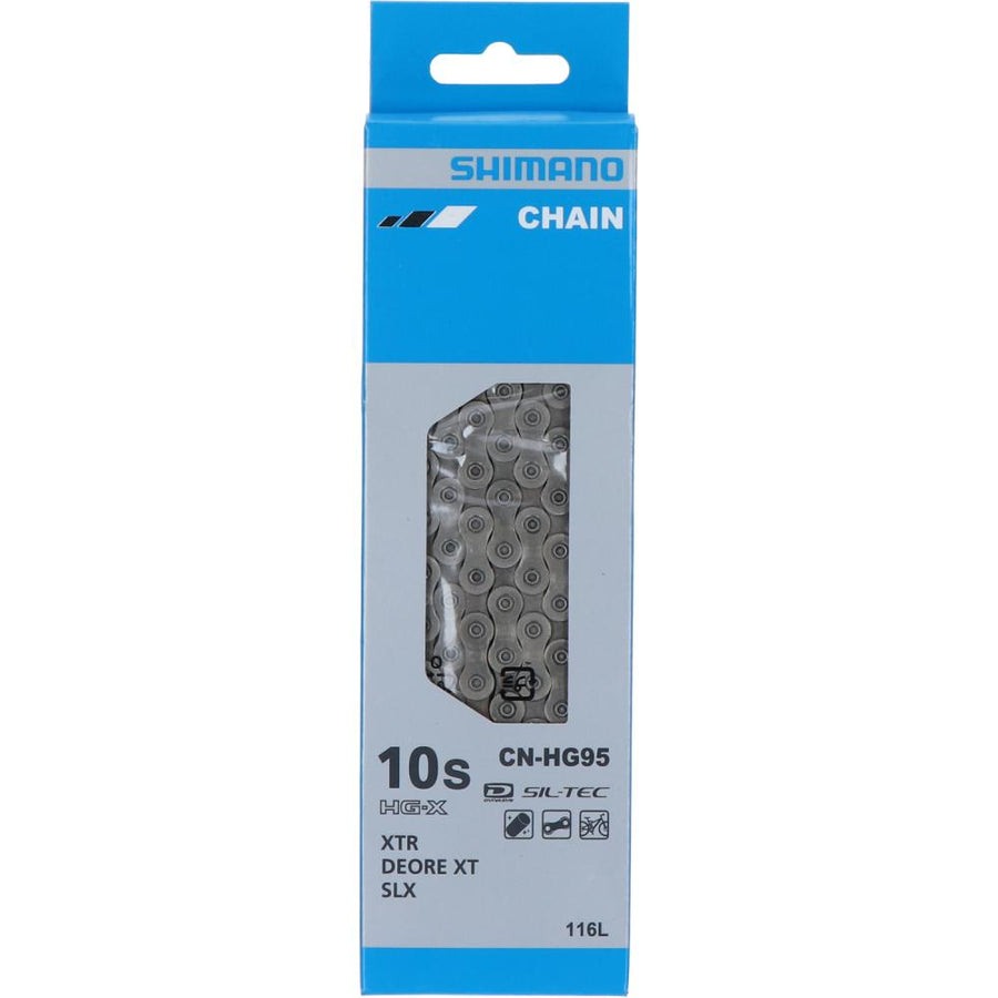 SHIMANO Kette CN-HG95 10-fach mit 116 Gliedern für 10-fach Antriebe in der blauen Originalverpackung.