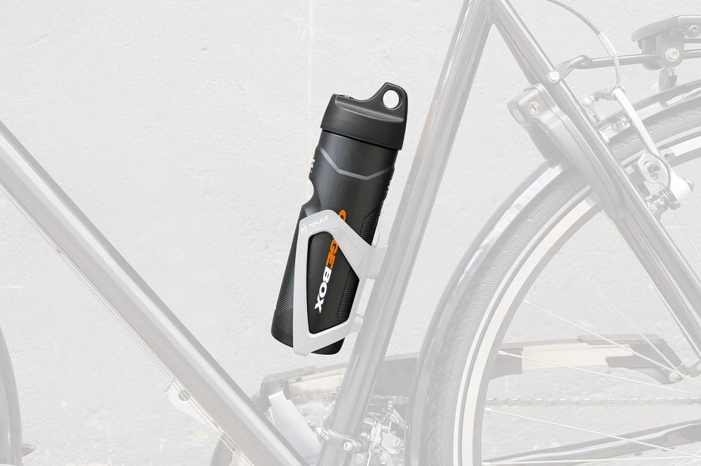 SKS Cage Box schwarz-orange  Wasserfeste Kunststoffbox inkl. Nylonbeutel. Ideal für Werkzeug und Zubehör. Sicherer Halt im Flaschenhalter
