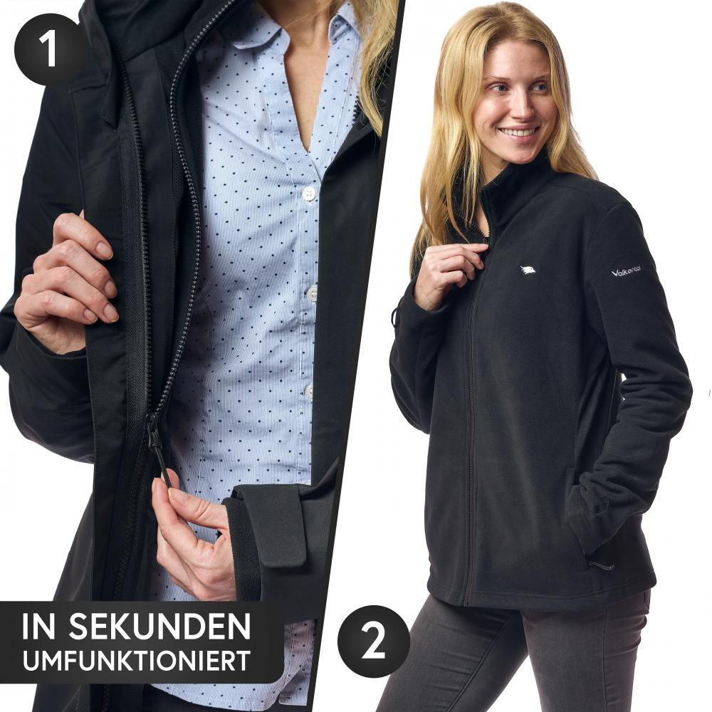 Valkental Damenjacke 3in1 Smart Jacket wasserdichte Jacke mit Fleece Zipp-In S schwarz