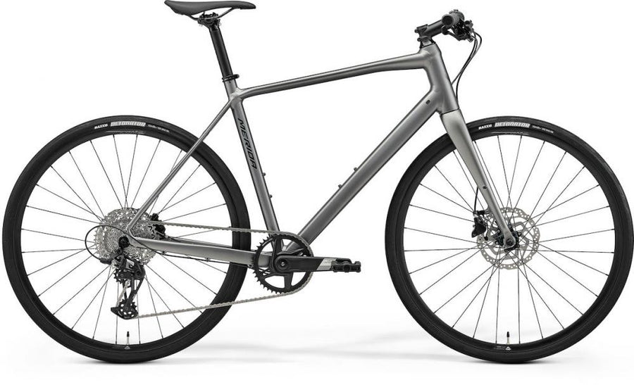 Merida Speeder 500 Fitness-Bike XS Silk Gunmetal Grey Black, Aluminiumrahmen, SRAM Apex 1×12, hydraulische Scheibenbremsen, Carbon-Gabel, ca 9,7 kg