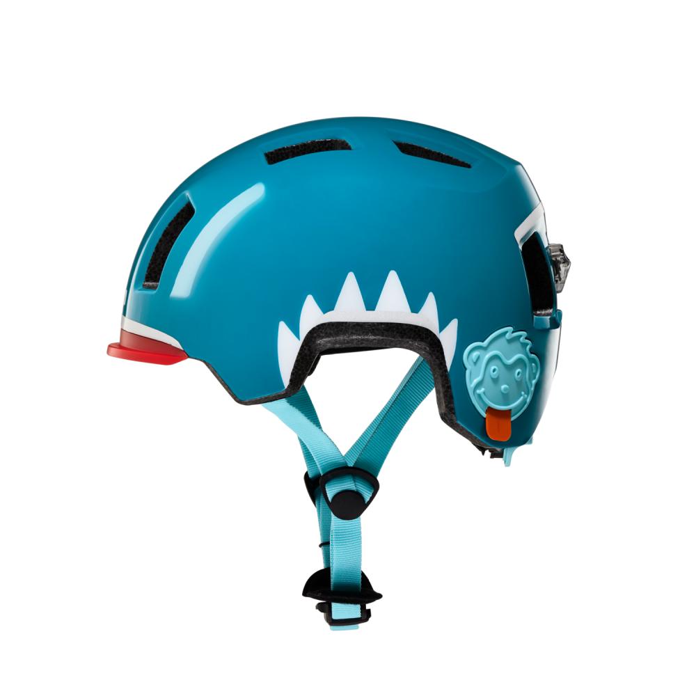 AFFENZAHN Helm Hai Petrol Größe S 45-51cm Kopfumfang mit Sicherheits-Rücklicht
