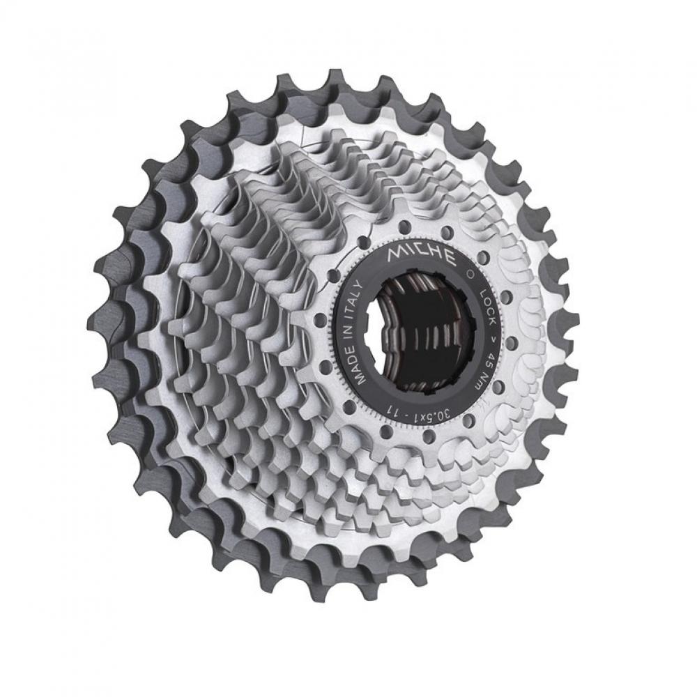 Silberne Miche Primato K12 Kassette 12-fach 14-30T für Rennräder, Made in Italy.