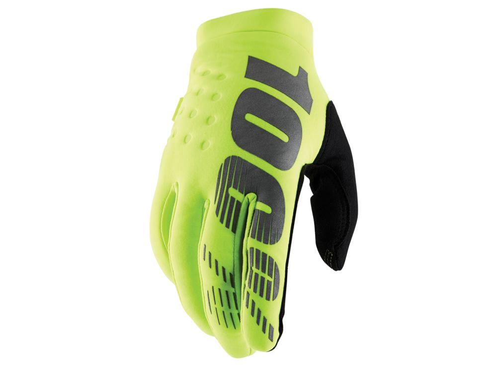 100% Brisker Cold Weather Glove XL Fluo Yellow / Black - warmer Bike-Handschuh mit Top-Grip