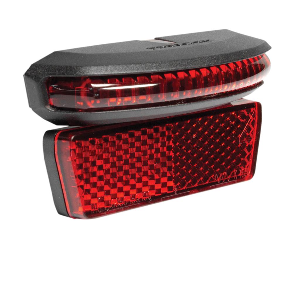Rotes Trelock Dynamo Rücklicht LS 653 mit Reflektor für Fahrräder.