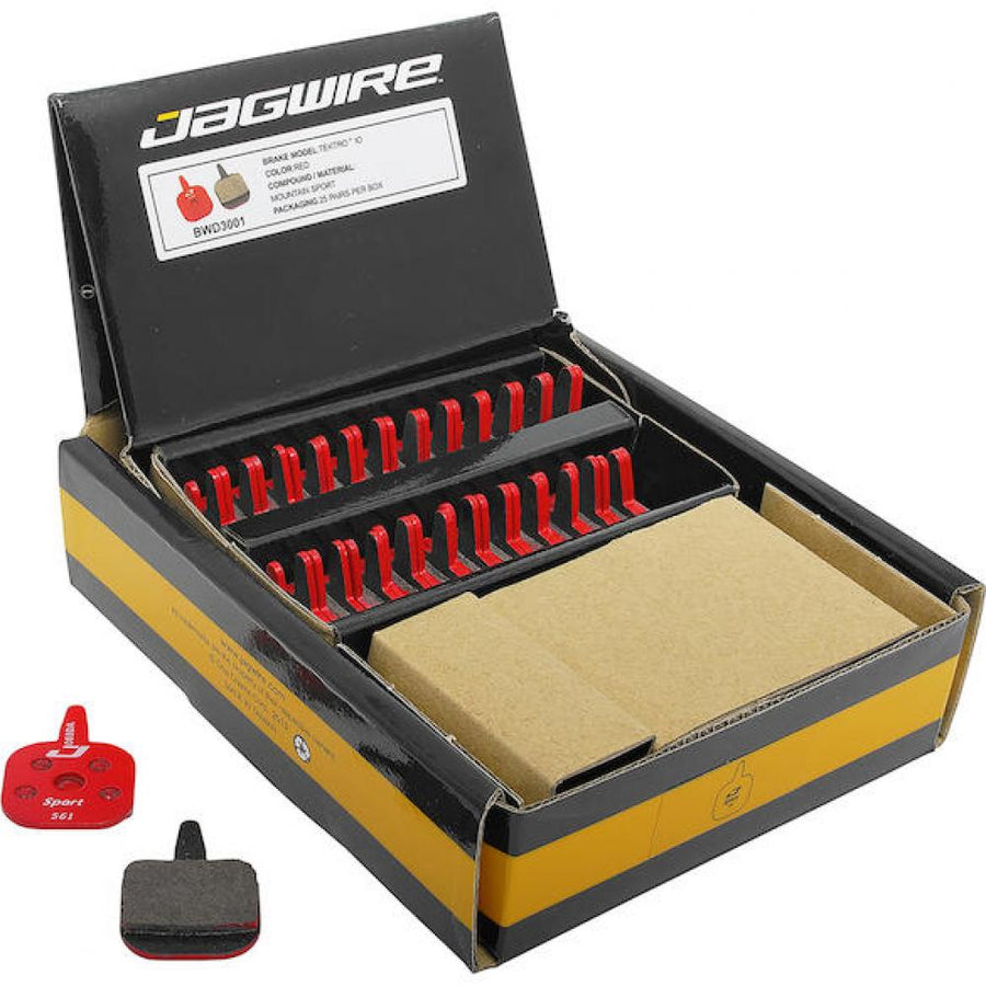 Jagwire Bremsbeläge Disc Sport Semi-Metallic Werkstattverpackung Rot - leiser Allround-Bremsbelag