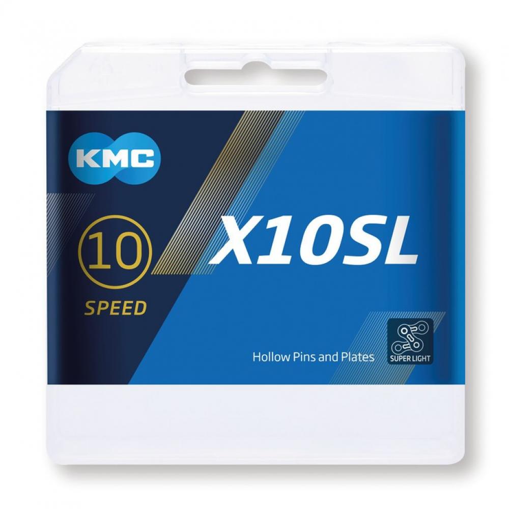 KMC X10SL 10-fach Fahrradkette, 114 Glieder, vernickelt, 253g, kompatibel mit Shimano, SRAM, Campagnolo, für MTB, Rennrad, Trekking