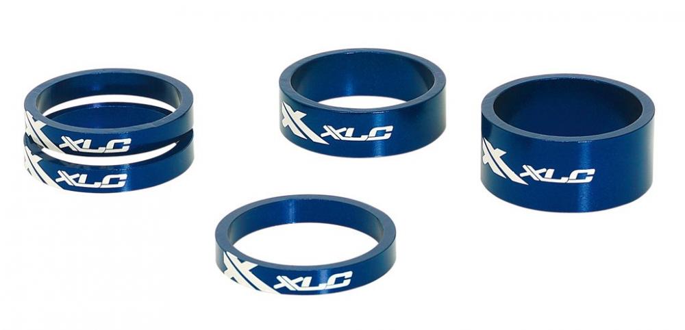 XLC A-Head Spacer-Set AS-A02 3 x 5, 1 x 10, 1 x 15mm, 1 1/8" blau